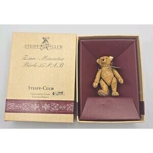 Vintage Steiff Hantel Scotland Pewter Miniature Articulated Bear In Box U315/23